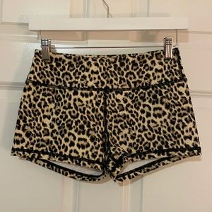 Savage barbell leopard print shorts